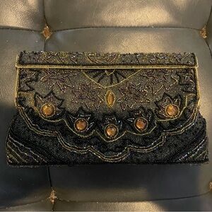 Luxurious Black and Gold Ornate Clutch